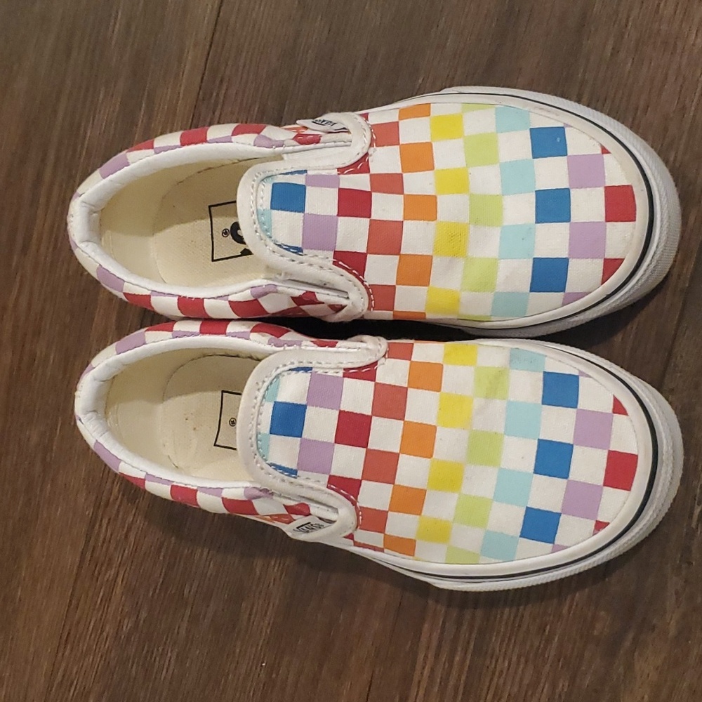 Kids unisex Vans checkered slip on sneakers sz 11 toddler
